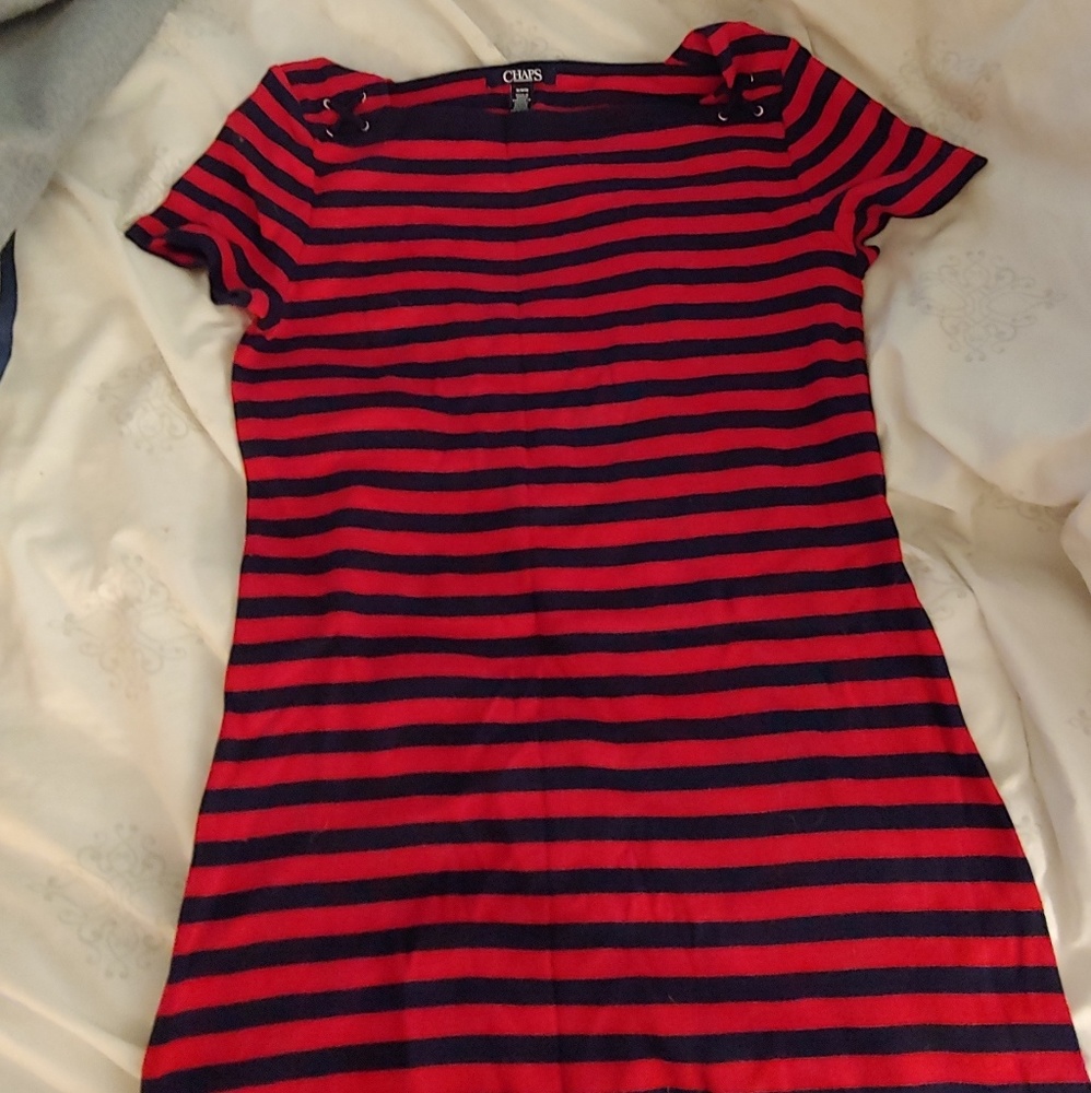 Chaps striped dress cute details